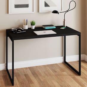 Mesa Escrivaninha Estilo Industrial Aço 120 ônix/Preto - Panorama Móveis