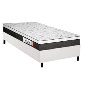 Cama Box Solteiro: Colchão Ortopédico Plumatex D28/EP Falcon Ultra Firme + Base CRC Courano White(88x188)