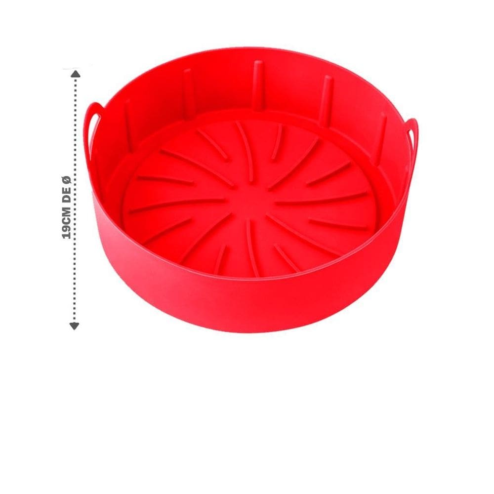 Forma / cesto silicone redonda com alca air fryer 19cm