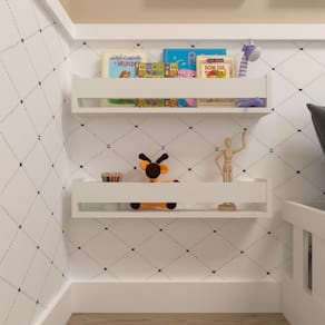 Kit Infantil com 2 Prateleiras Para Livros e Decoração Branco
