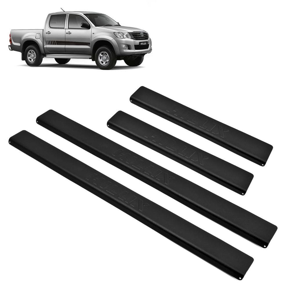 Soleira aluminio preta  brasikar hilux dupla 2014