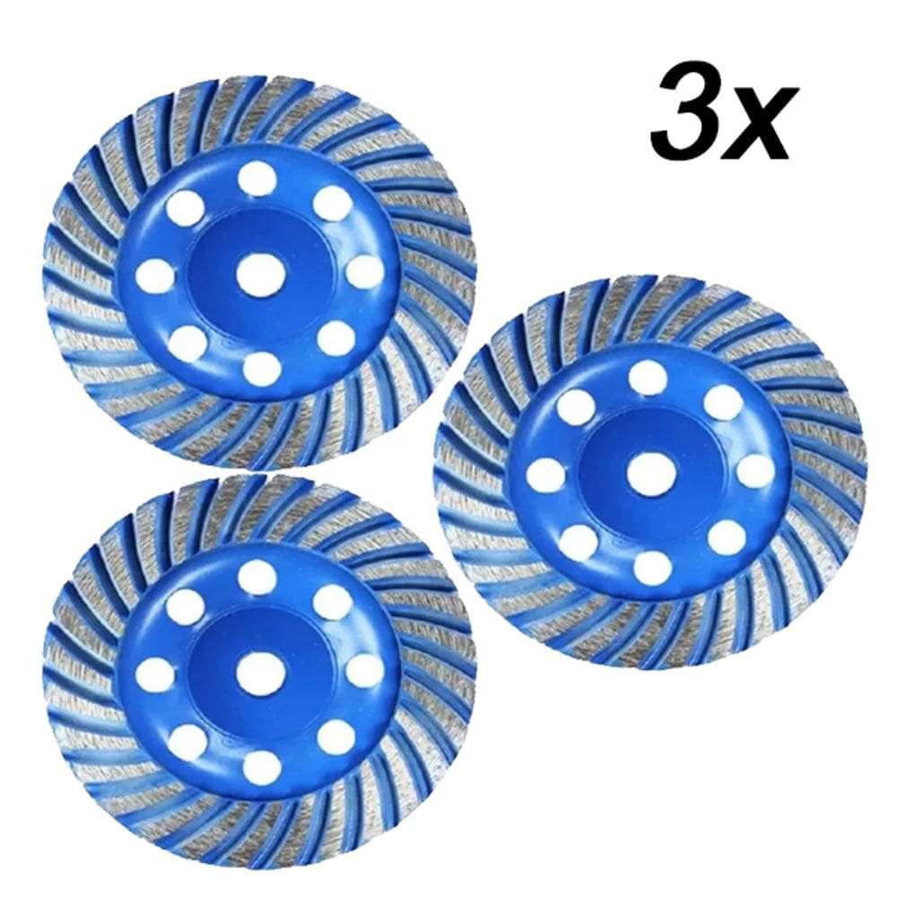 Kit 3 Disco Desbaste Diamantado Rebolo 115mm x 22,23mm Idea