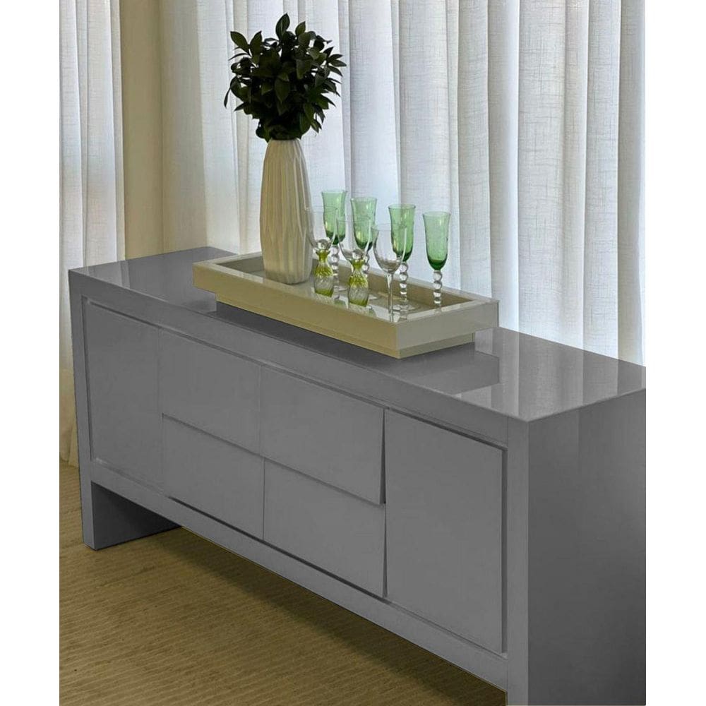 Bandeja Decoração Vidro Branco Para Sala Aparador 40X25