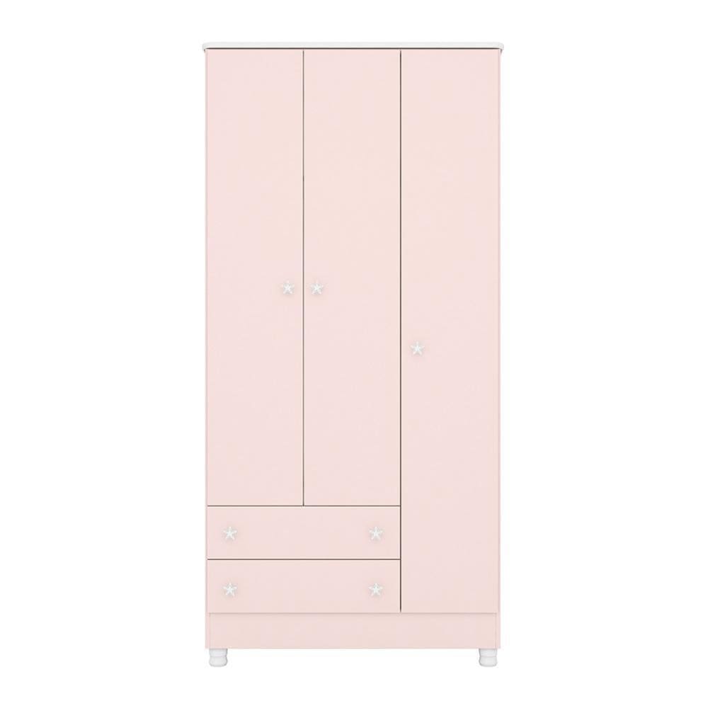Guarda Roupa Infantil 3 Portas e 2 Gavetas Doce Sonho com Pés - Qmovi