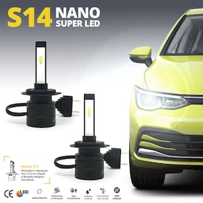 Par Lâmpadas H7 Farol Baixo Fox 2010 2011 2012 2013 2014 2015 2016 Super Led Mini Nano 6000k Sem Adaptar Furar Tampa Shocklight S14