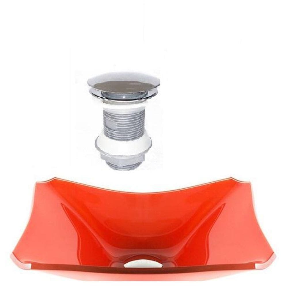 Cuba de vidro retangular 37cm vermelho ferrari válvula