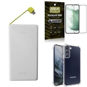 Capa samsung s22 plus + carregador portátil 10k +película 3d