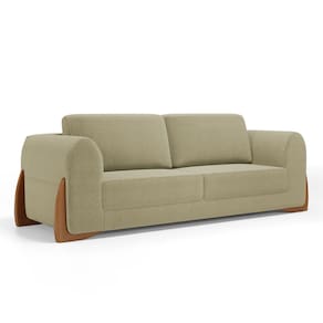 Sofá Living Bloom 200cm 03 Lugares com Pés de Madeira Bouclê Bege - Desk Design