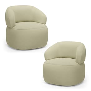 Kit 02 Poltronas Orgânicas Giratória Living Glee Linho Bege - Desk Design