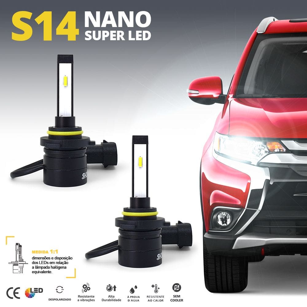 Par Lâmpadas HB4 Farol Milha Ford Ecosport 2008 2009 2010 2011 2012 Super Led Mini Nano 6000k Sem Adaptar Furar Tampa Shocklight S14