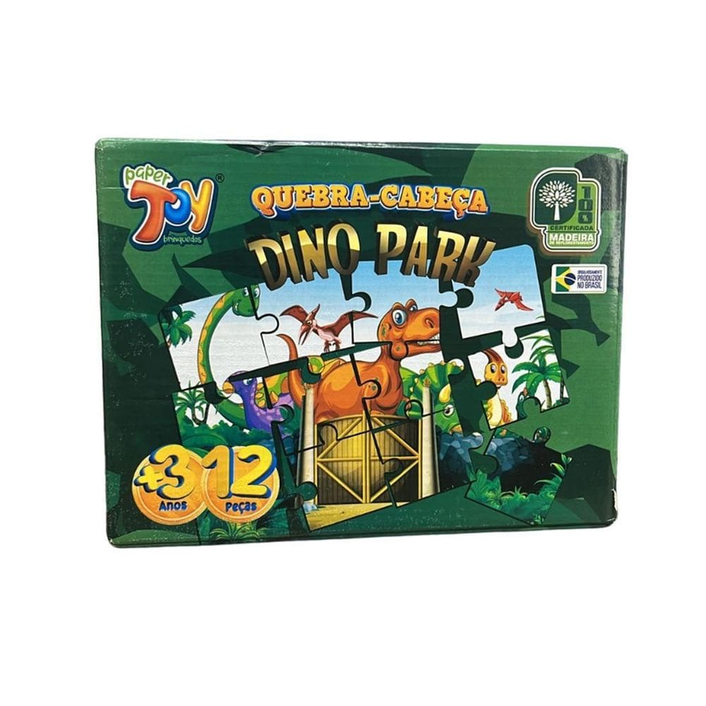 Brinquedo Quebra Cabeça Em Mdf 12 Peças Dino Pary +3 Anos