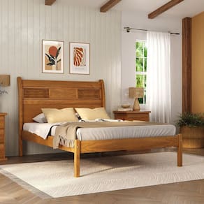 Cama Solteiro 100% Madeira Maciça Veneziana Mogno Mel