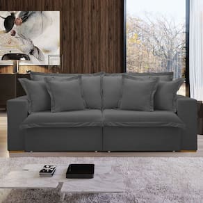 Sofá Cama 3 Lugares Arizona Retrátil Boucle Cinza - Celflex