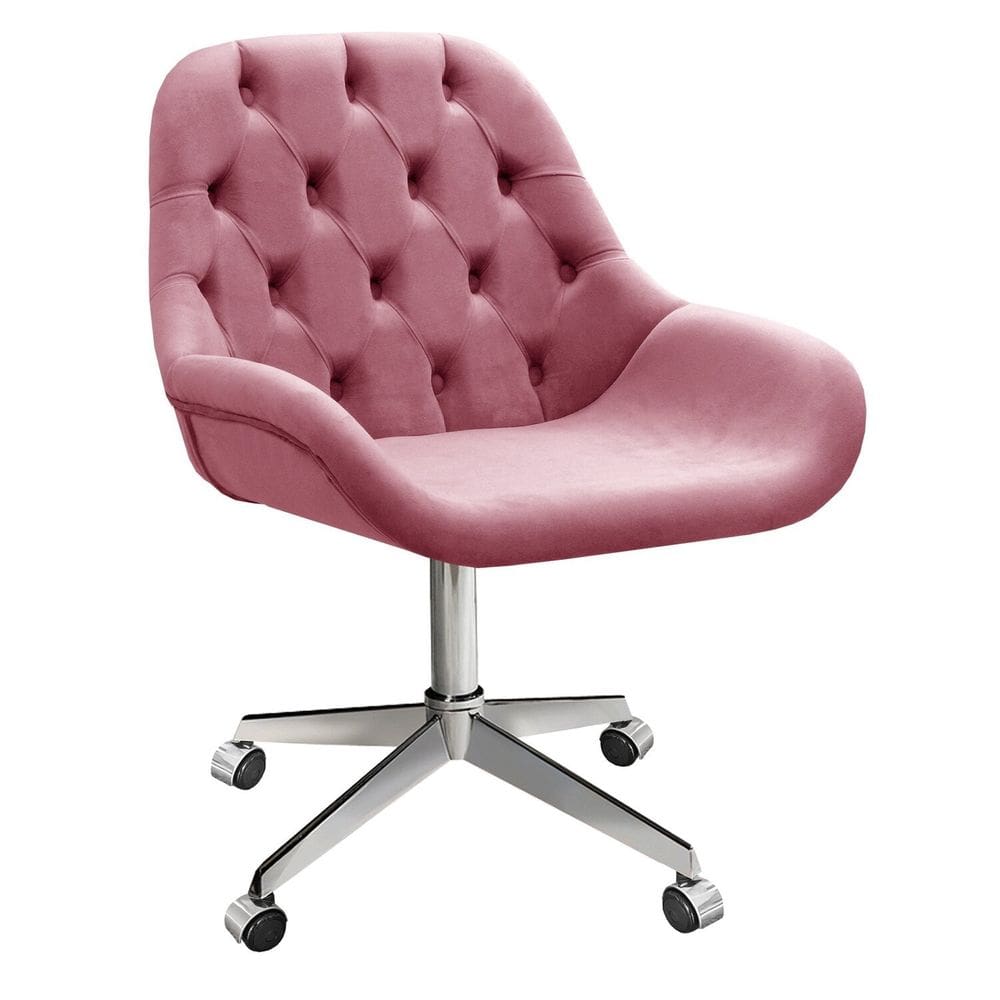 Poltrona Giratória com Rodízio Cadeira Decorativa Sala, Escritório, Recepção Lua Rosa