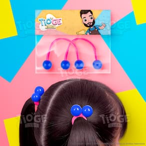 Elásticos de Cabelo Bolinha Candy Prende Fácil Infantil (Xuxinha/Rabicó) Rabo de Cavalo Azul Pink 2 unid (1 par)