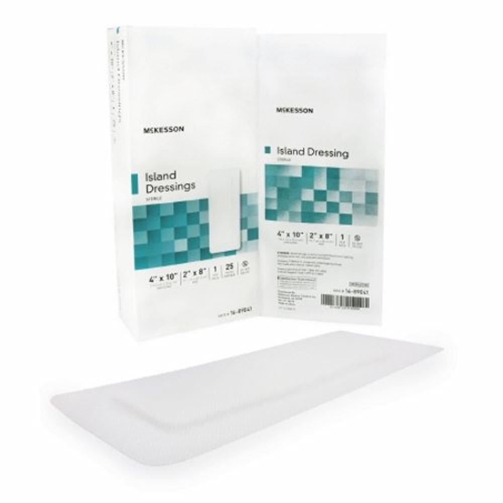 Curativo adesivo McKesson 4 x 10 polegadas polipropileno/rayon retângulo branco estéril branco 1 cada por McKesson (pacote com 6)