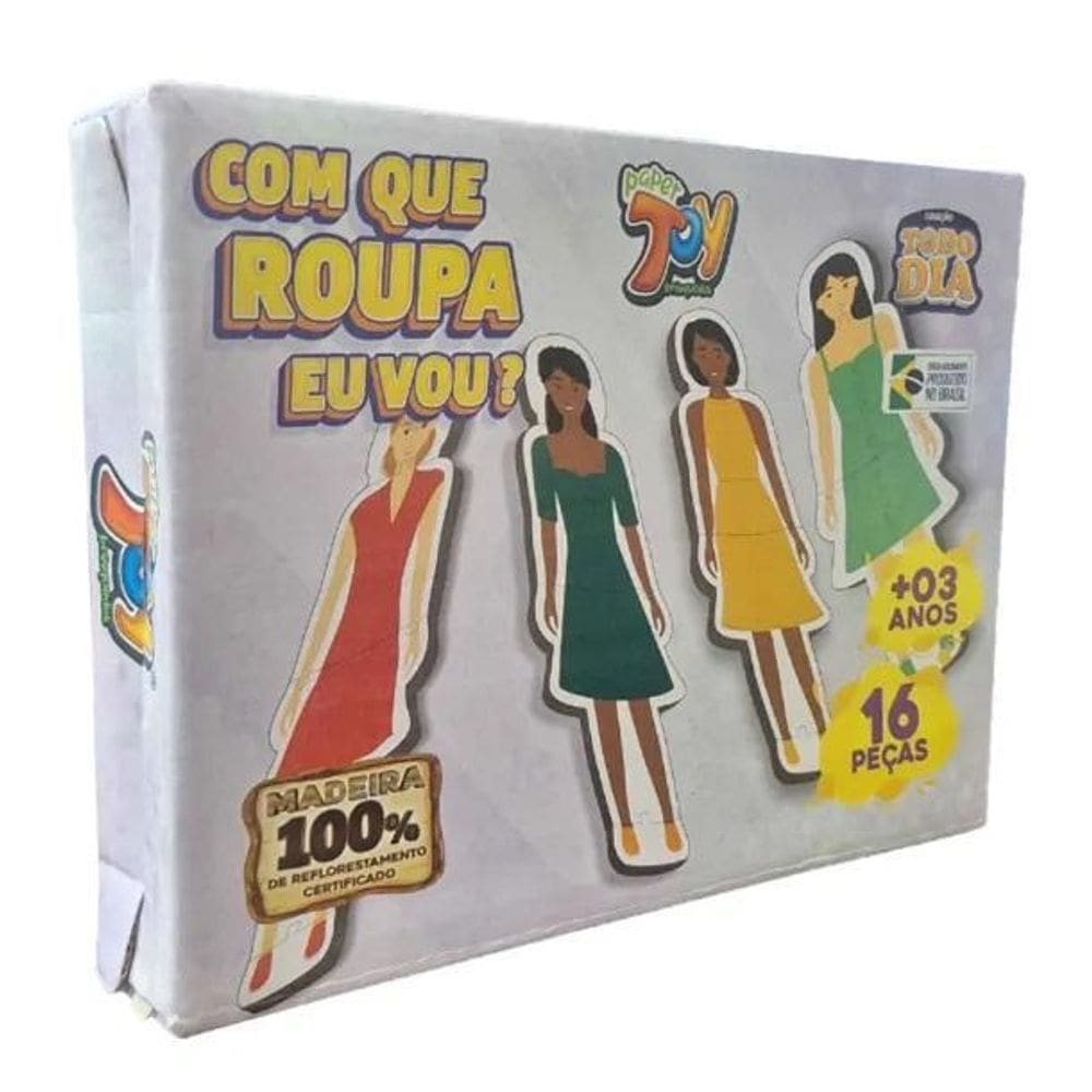 Brinquedo Jogo Que Roupa Eu Vou Em Mdf 16 Peças +3 Anos