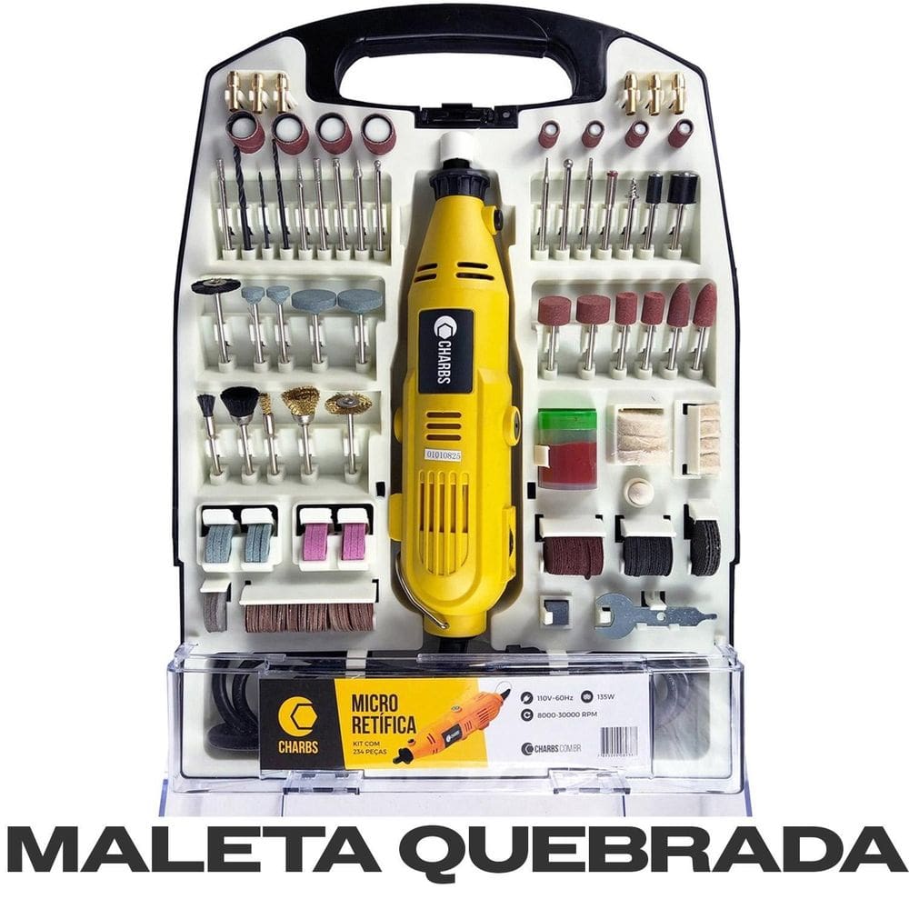 Micro Retífica Com 234 Acessórios Novo Maleta Quebrada 220V