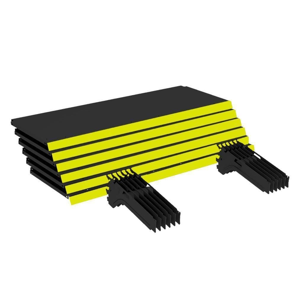 Kit 6 Bandejas Gondola Fit 40 Preto 6X 30X90 Pe Amarelo
