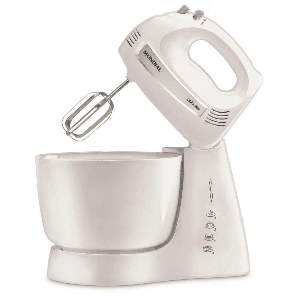 Batedeira de bolo mondial cake inox branca 500w turbo 220v