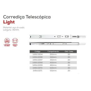 Corrediça trilho telescopico para gaveta 25cm par