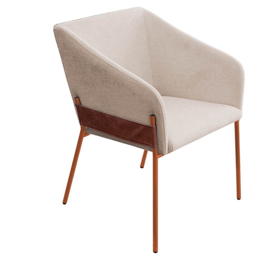 Cadeira para Sala de Jantar Flavia Bouclê Bege/Bronze