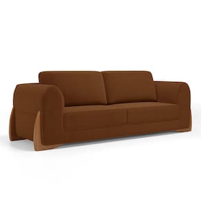 Sofá Living Bloom 200cm 03 Lugares com Pés de Madeira Bouclê Terracota - Desk Design