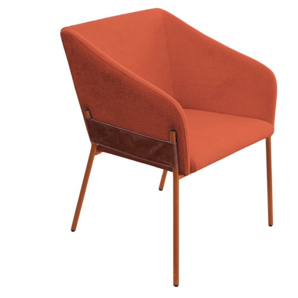 Cadeira para Sala de Jantar Flavia Bouclê Terracota/Bronze