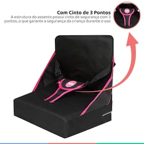 Assento Portátil Infantil Cadeira Bebe Até 22Kg Rosa Tubline