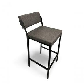 Banqueta Prisma Com Encosto Estofada Metalon Preto Cinza - 75cm