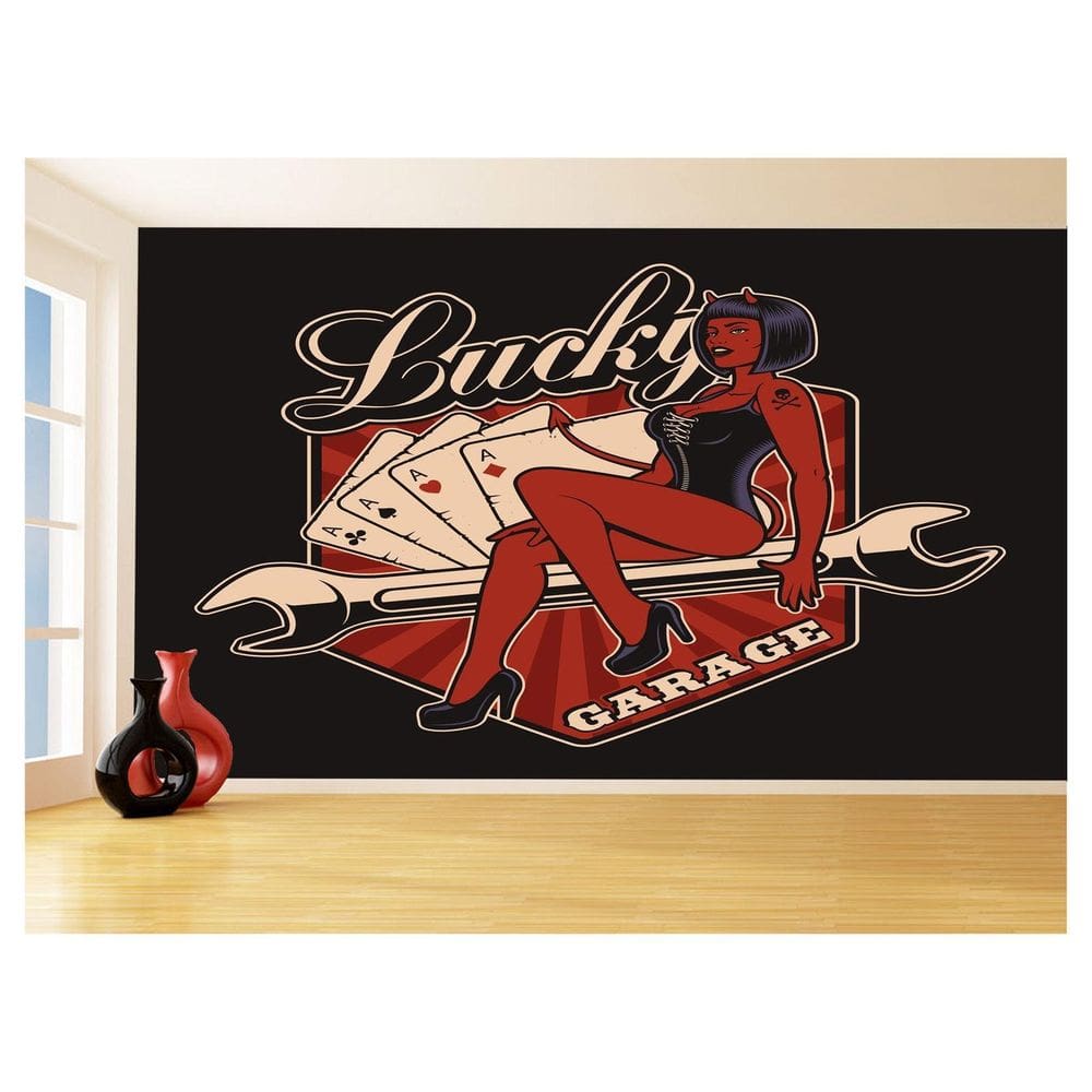 Papel De Parede 3D Carro Antigo Hot Rod Pin Up 3,5M Cxr104