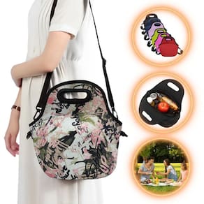 Bolsa Lancheira Térmica Neoprene Adulto Infantil Floral 2