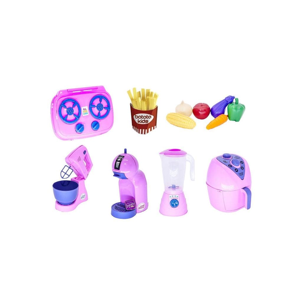 Kit cozinha infantil airfryer e batedeira 14 peças