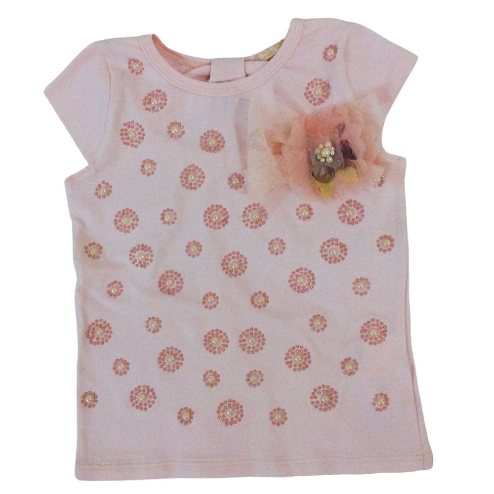 Blusa infantil fem com Perolas Petit Cherie Rosa