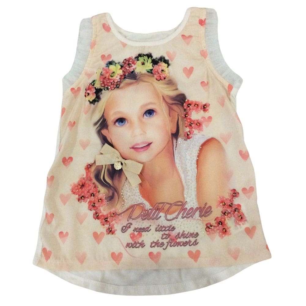 Blusa batinha infantil com Brilho fem Petit Cherie off