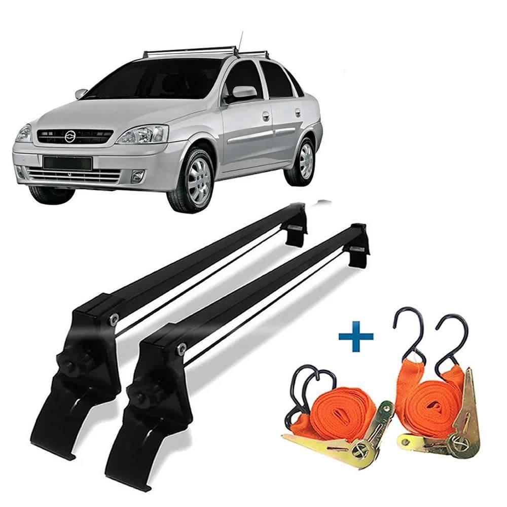 Rack Teto Corsa Montana Hatch Sedan 2 Cintas 45kg Preto