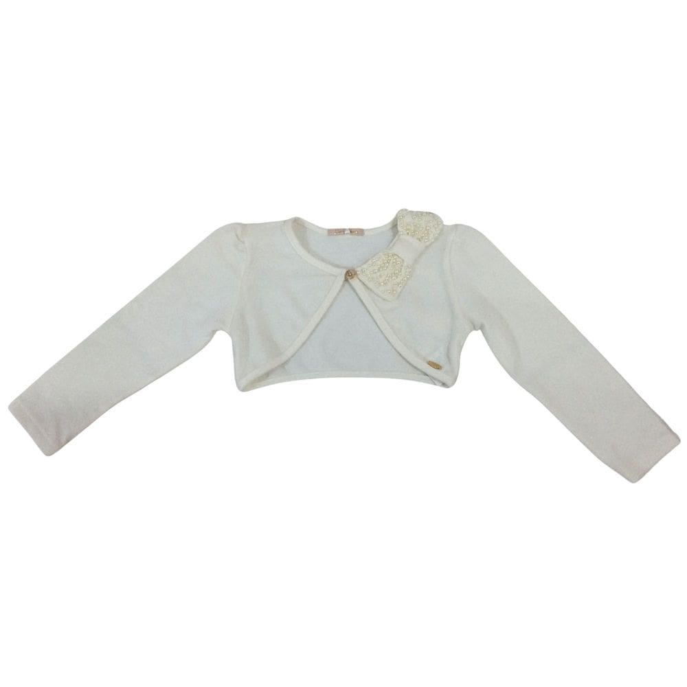 Bolero infantil fem Petit Cherie Off com Perolas