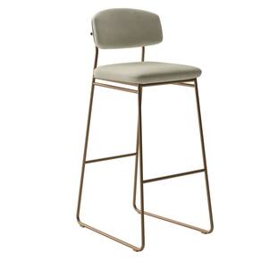 Banqueta Alta Ba 402 C para Bancada Sala de Jantar Encosto e Assentos Estofados Linha Jaraguá Dourado/Cinza Claro