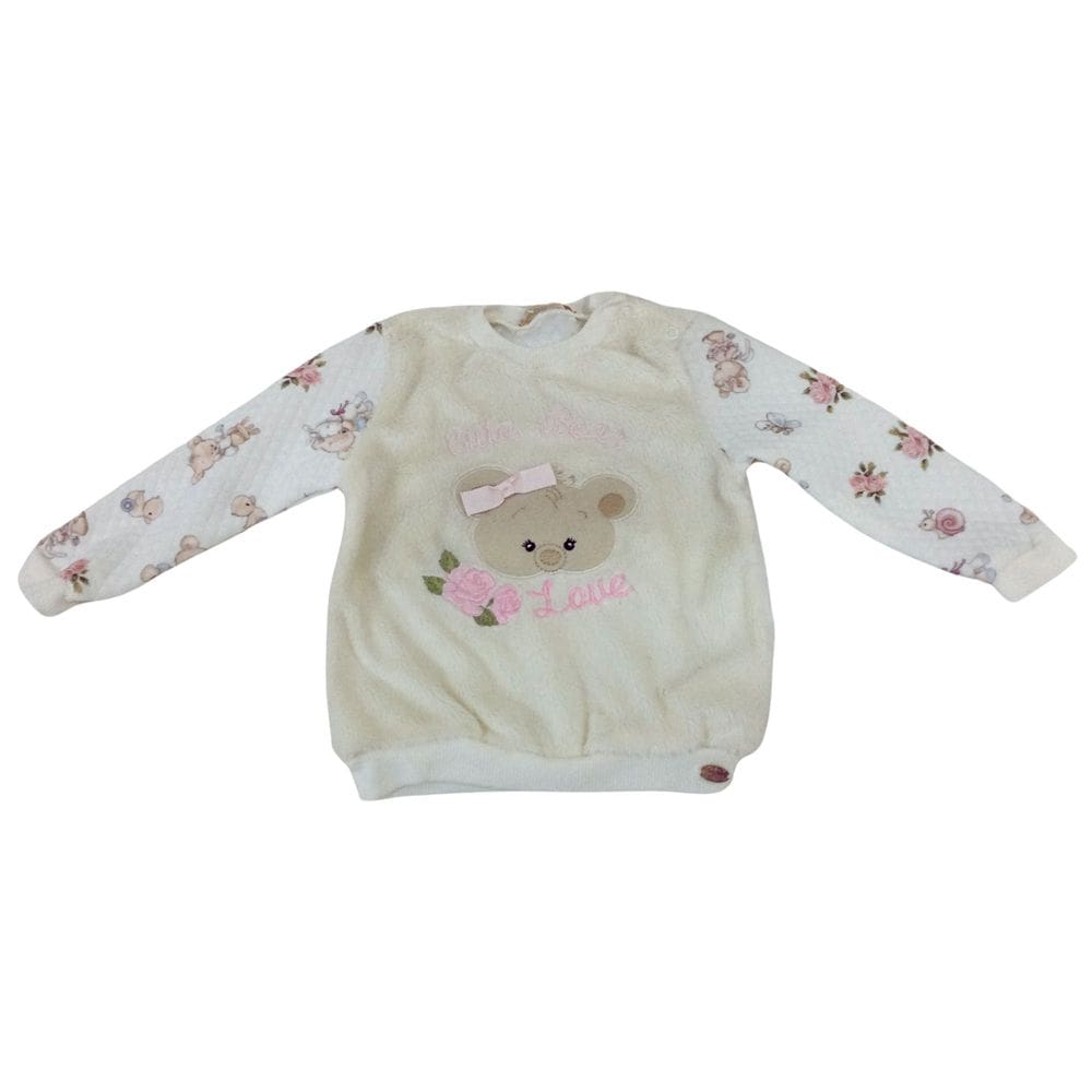 Blusa infantil fem Matelasse com Pele Petit Cherie Off