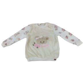 Blusa infantil fem Matelasse com Pele Petit Cherie Off