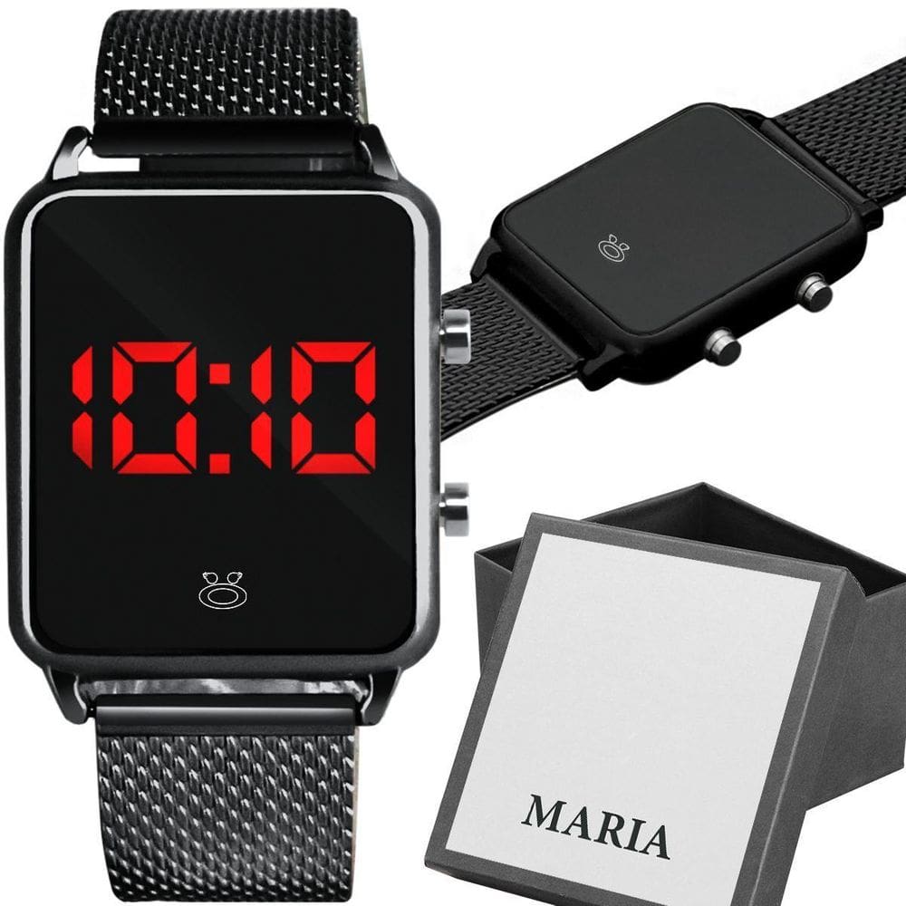 Relogio Feminino Digital Led Preto Quality Premium + Caixa O