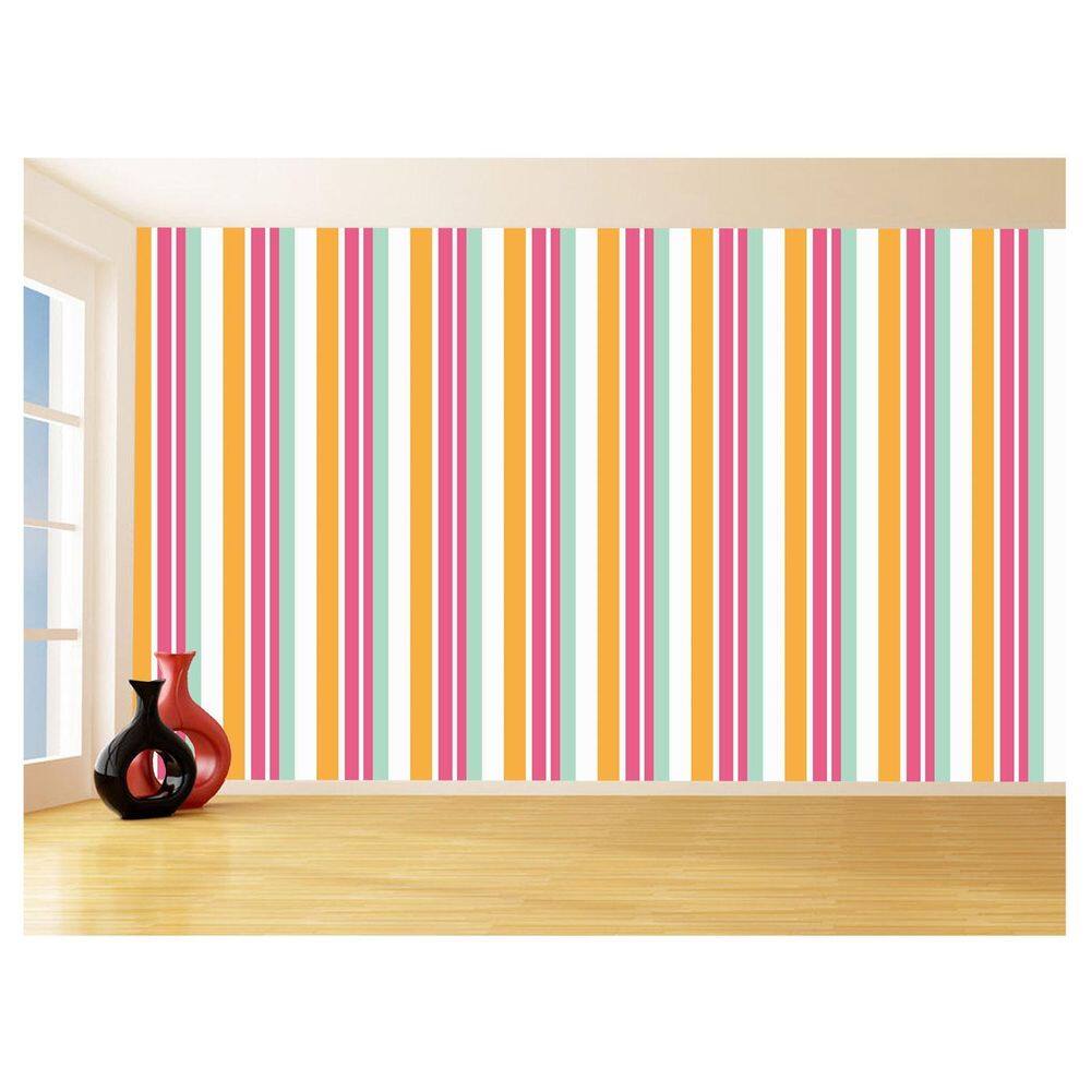 Papel De Parede 3D Listras Coloridas Verticais 3,5M Lst26