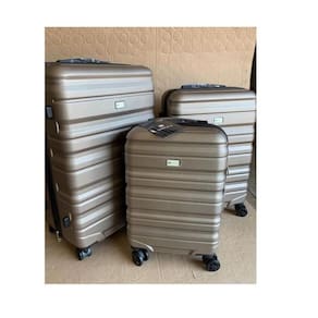 Conjunto 3 malas viagem rígida champagne rodas duplas 360º