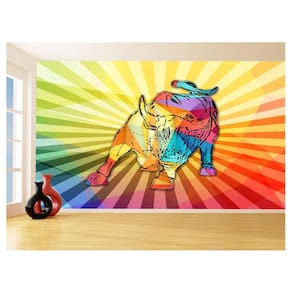 Papel De Parede 3D Animais Pop Art Touro Bull 3,5M Pxa181