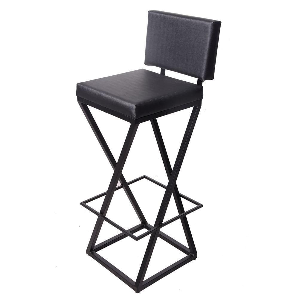 Banqueta Zênite Com Encosto - Preto - Assento Estofado Preto - 65cm