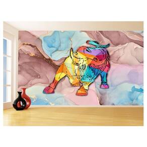 Papel De Parede 3D Animais Pop Art Touro Bull 3,5M Pxa173