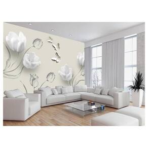 Papel De Parede 3D Floral Textura Sala Flores 3,5M Xfl346