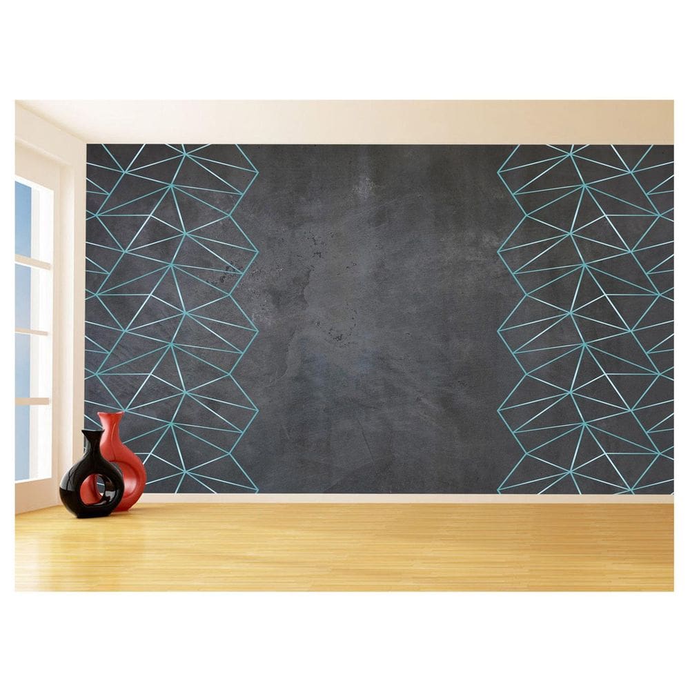 Papel De Parede Concreto Linhas Azul Turquesa 3,5M Kkt301