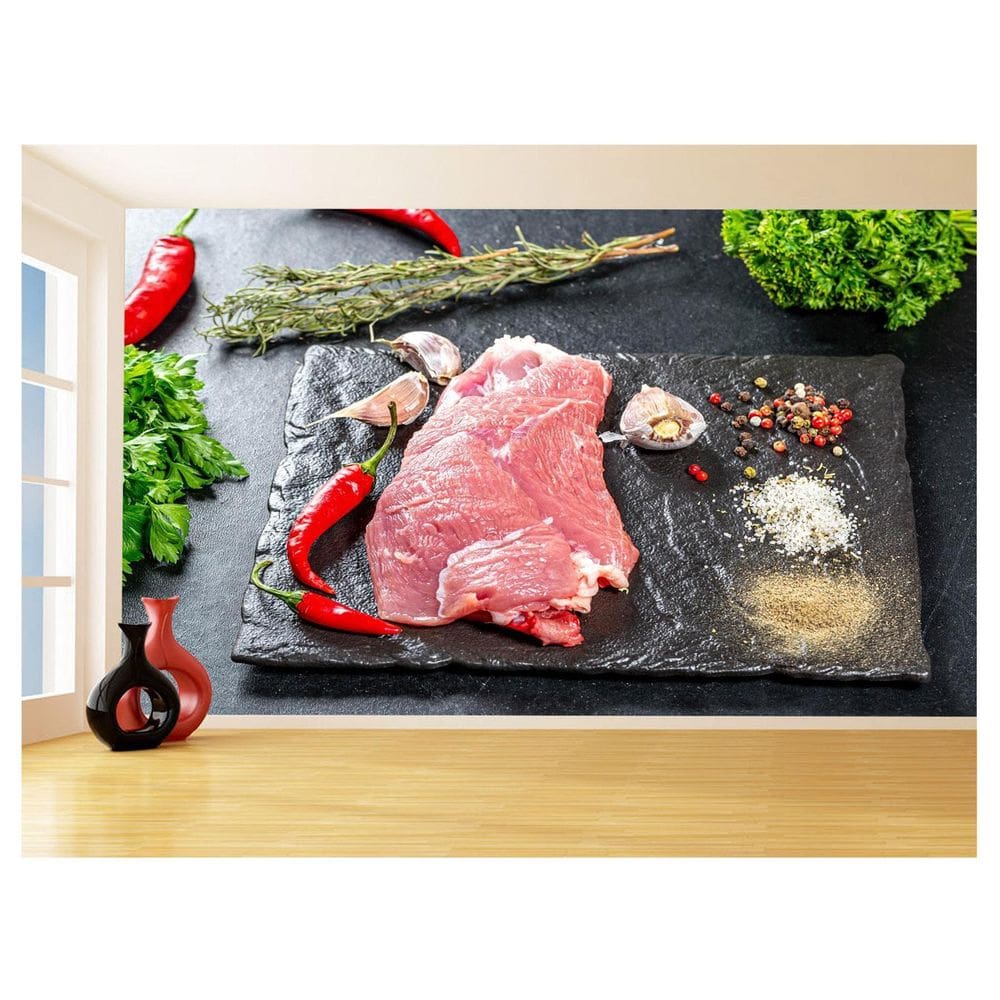 Papel De Parede Alimentos Carne Churrasco Bife 3,5M Al284