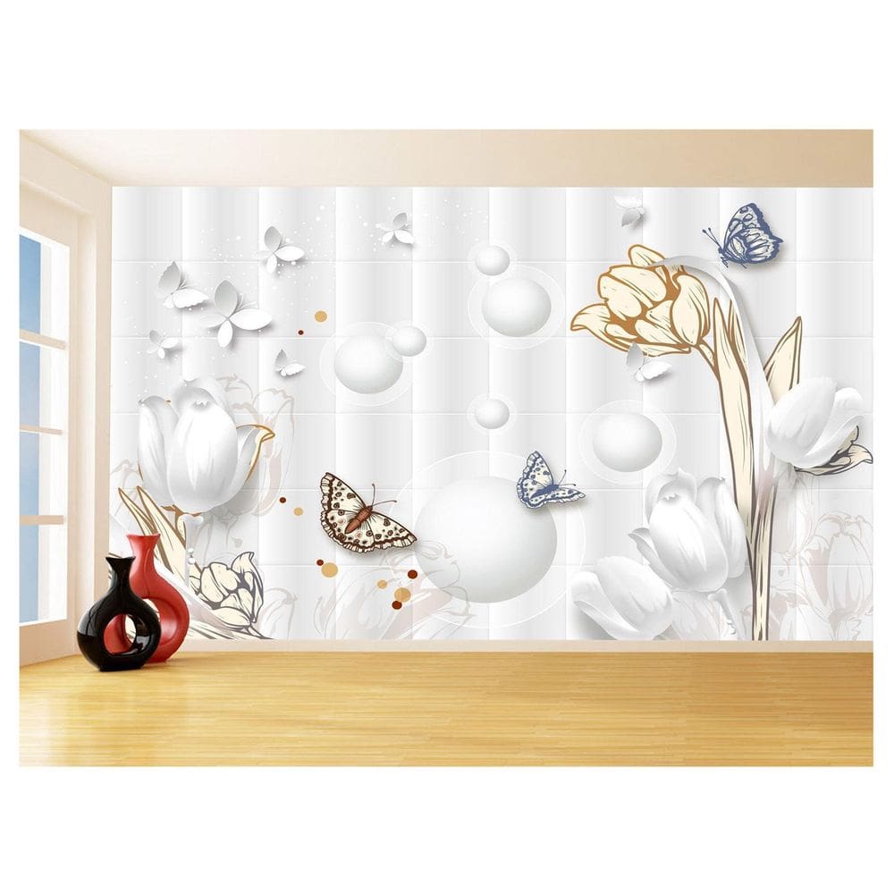 Papel De Parede 3D Floral Textura Sala Flores 3,5M Xfl265